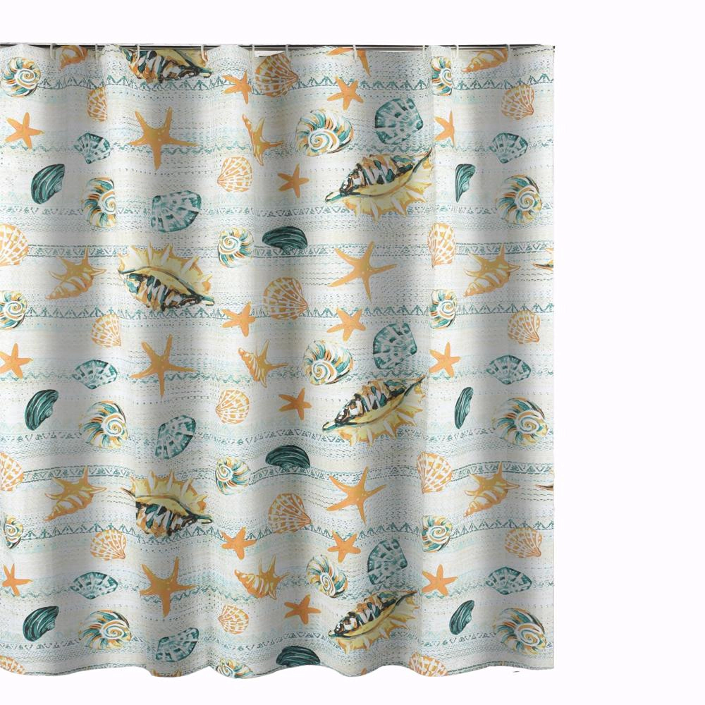 Greenland Home Fashions Kona Luxurious Buttonhole Top Shower Curtain 72" x 72" Ocean