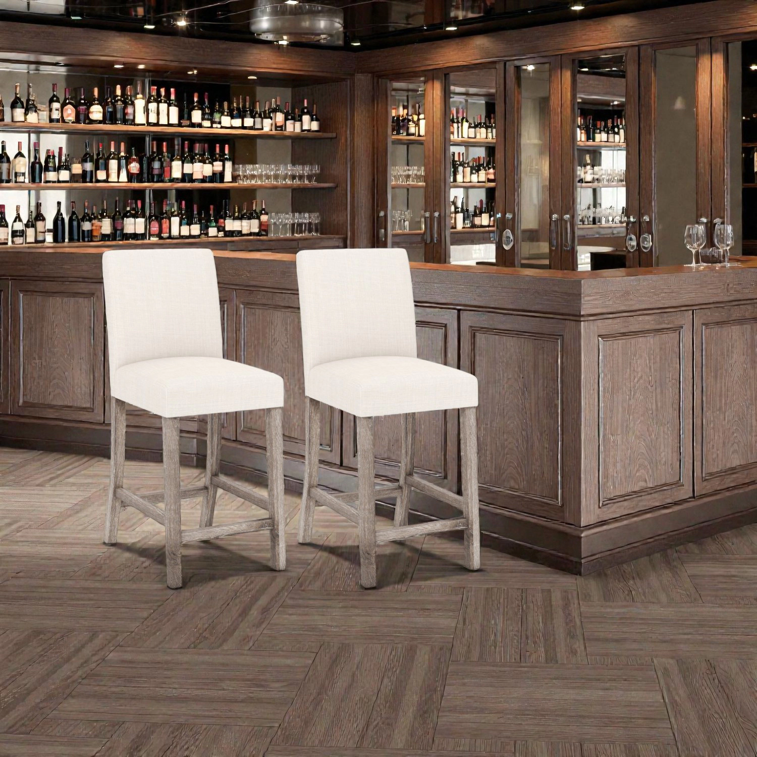 Hivvago Set of 2  Counter Stools with Back Support and Footrest for Modern Kitchen Bar Seating