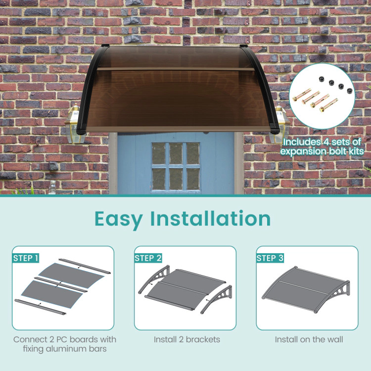 Hivvago Outdoor Front Door Patio Overhang Awning for Sunlight Rain Snow Wind Protection