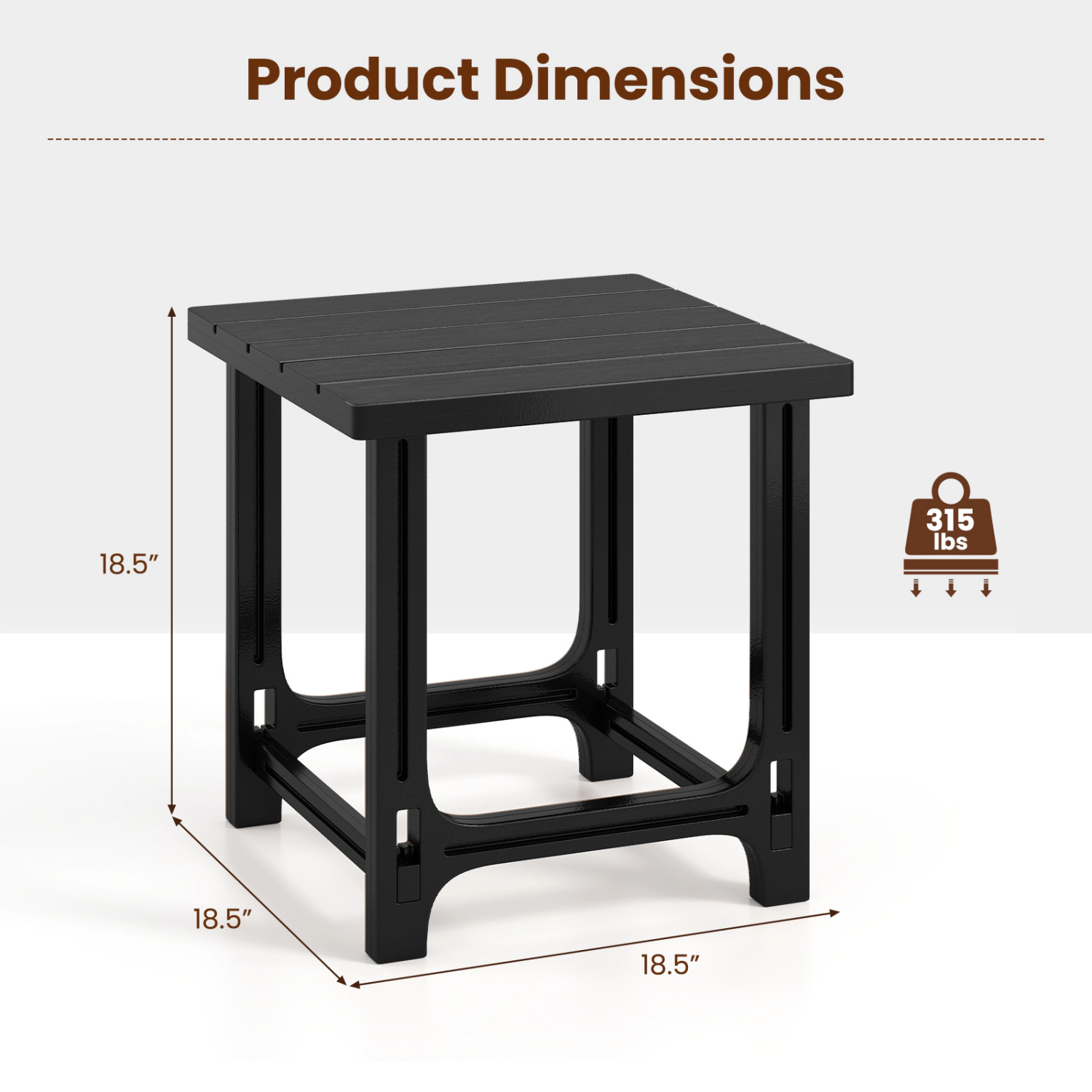 Hivvago 18 Inch Outdoor Adirondack Side Table With Slatted Surface