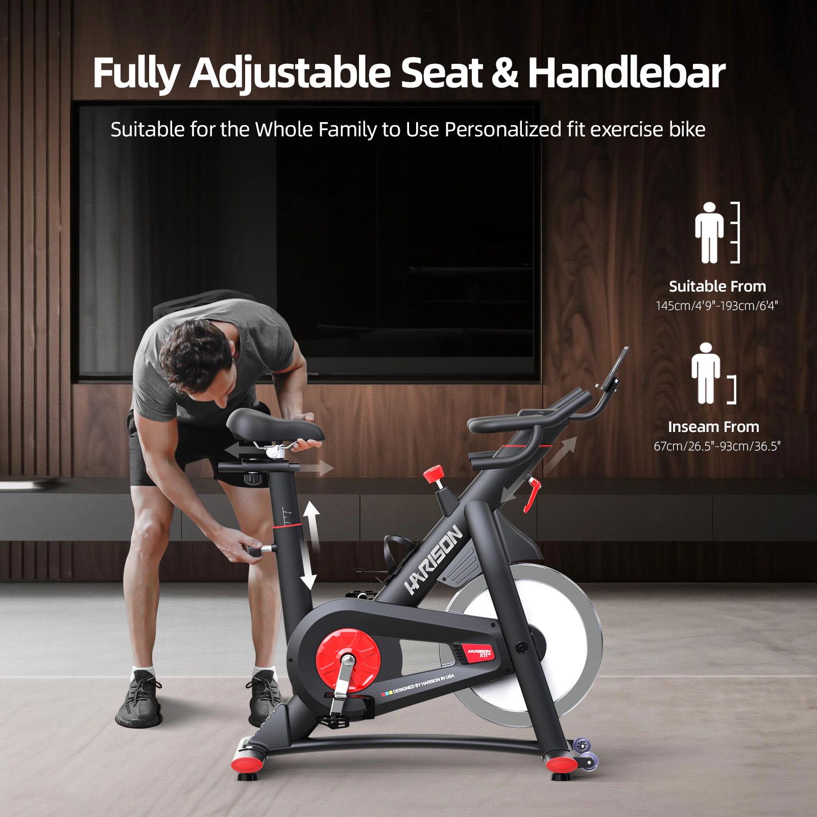 HARISON Magnetic Exercise Bike, 400 LB, Quiet Indoor Cycling Bike with Bluetooth, Adjustable Seat & Tablet Holder