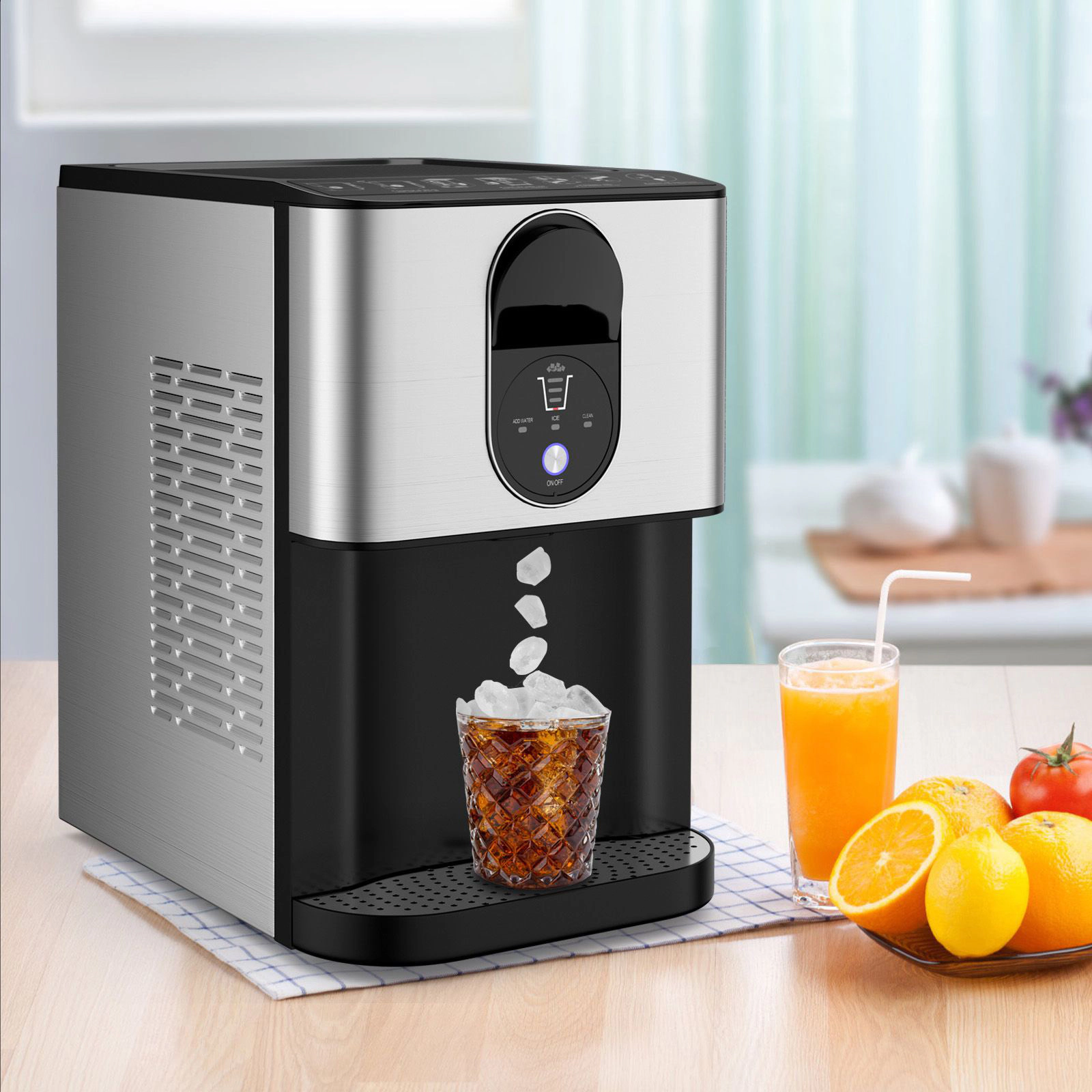 SlickBlue Silver Nugget Ice Machine, 56 Lbs Daily, 15-Minute Cycle