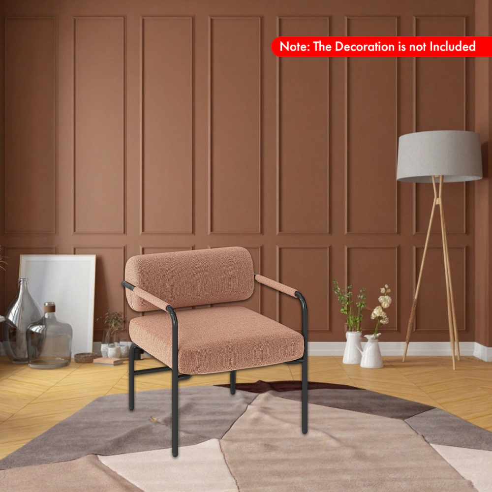Hivvago Velvet Accent Armchair with Rounded Backrest and Metal Frame