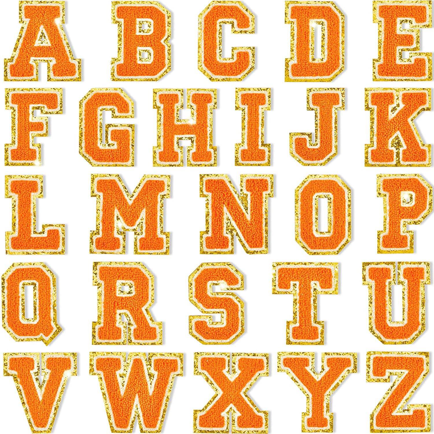 Threaded Pear Women's Orange Self Adhesive Chenille Letters Patches