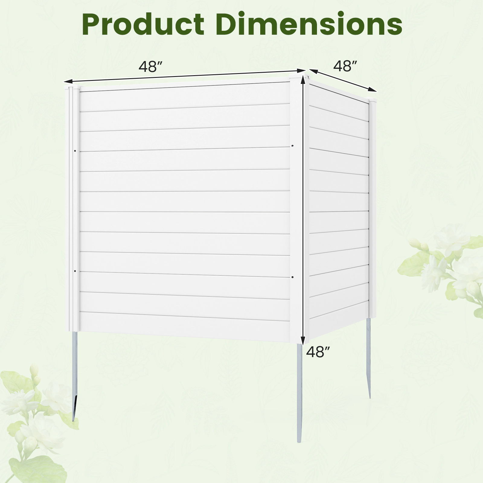 SUGIFT Freestanding Air Conditioner Privacy Fence with Metal Ground Stakes White/Black