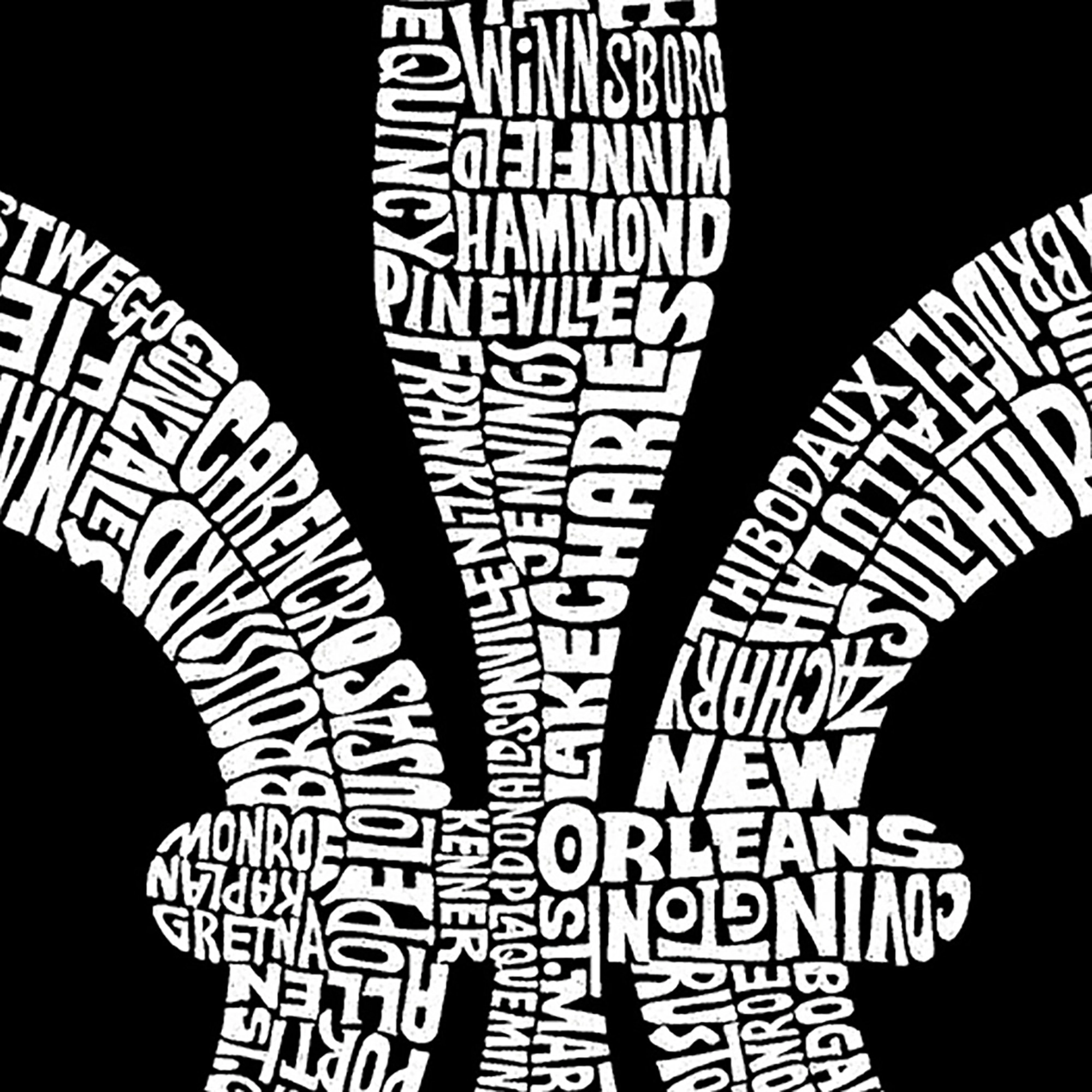 LOS ANGELES POP Art Men's Word T-Shirt - Louisiana Fleur-de-Lis, 100% Cotton