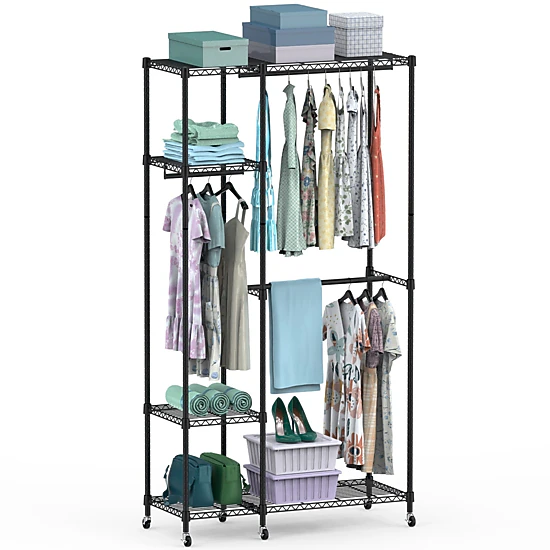 GBruno 4-Tier Carbon Steel Garment Rack With Wheels