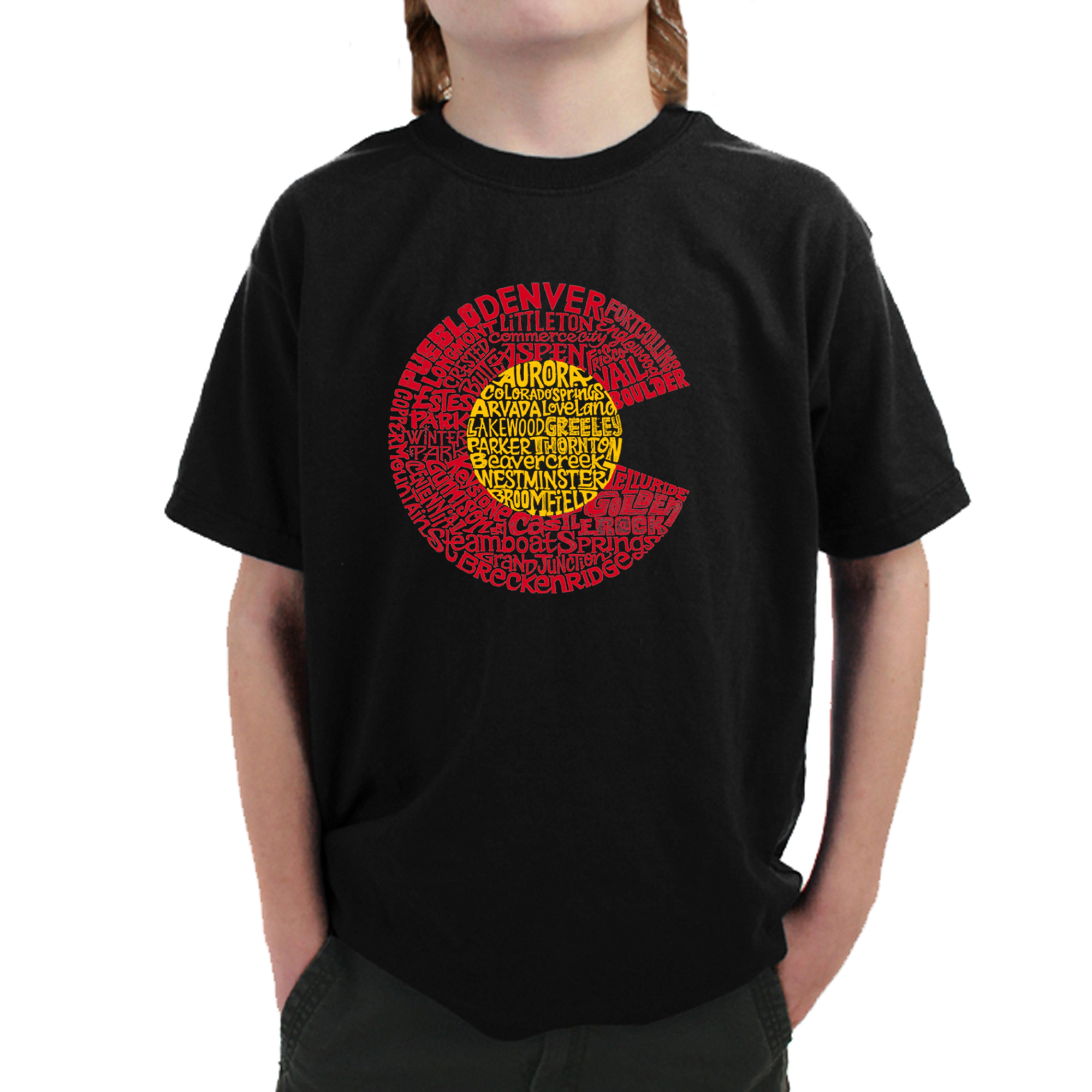 LA Pop Art Boy's Word T-Shirt - Colorado