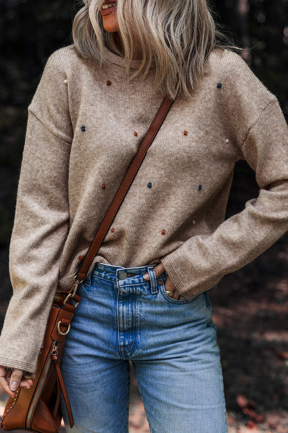Threaded Pear Women's Abigail Detail Drop Shoulder Sweater
