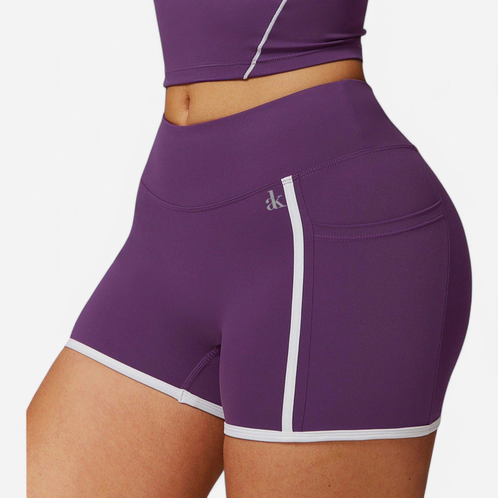 Anna-Kaci Women's High Waist Biker Shorts with Contrast Piping and Seamless Stretch Fabric