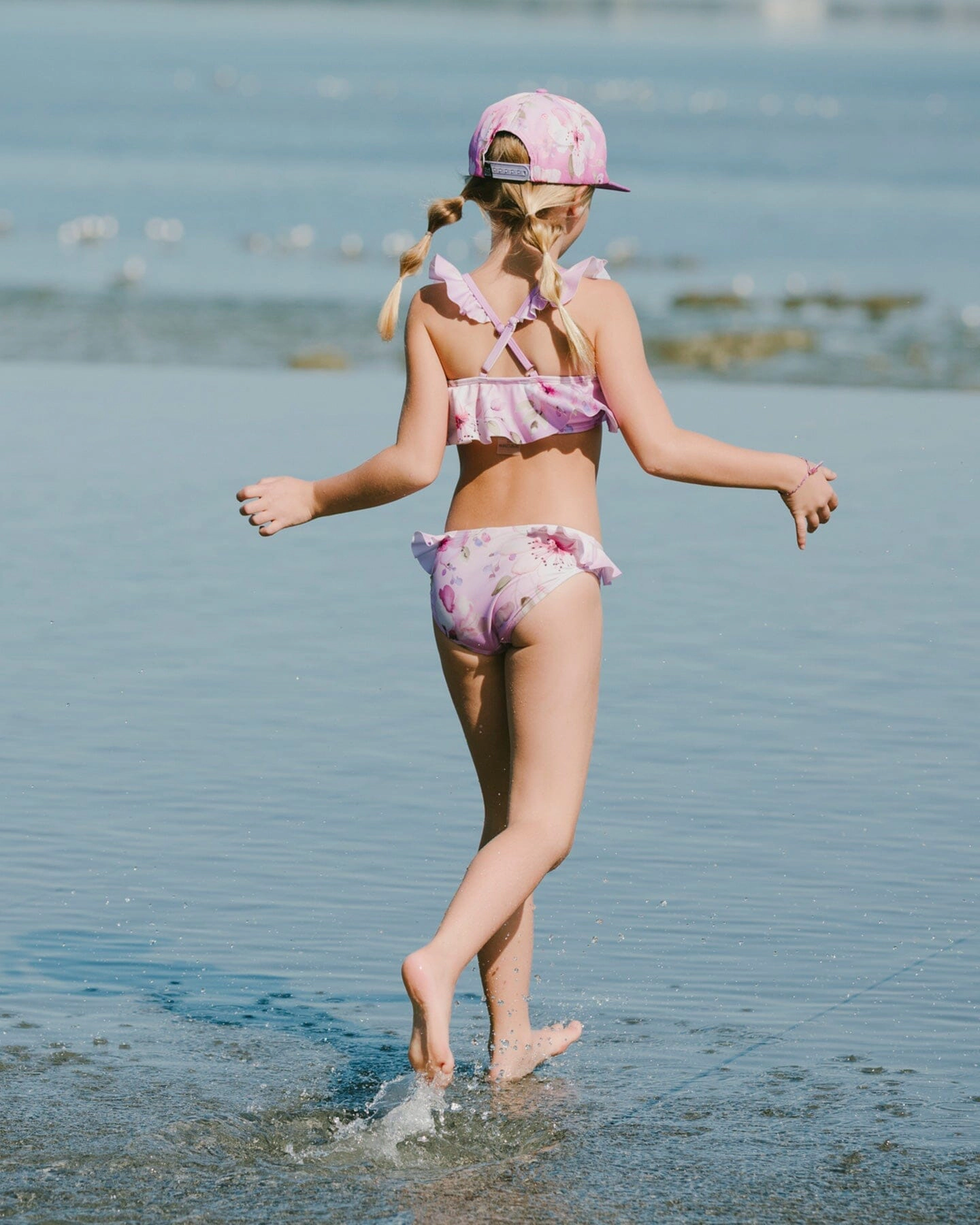 Deux par Deux Girls Flower Print Top and Bottom Two-Piece Swimsuit