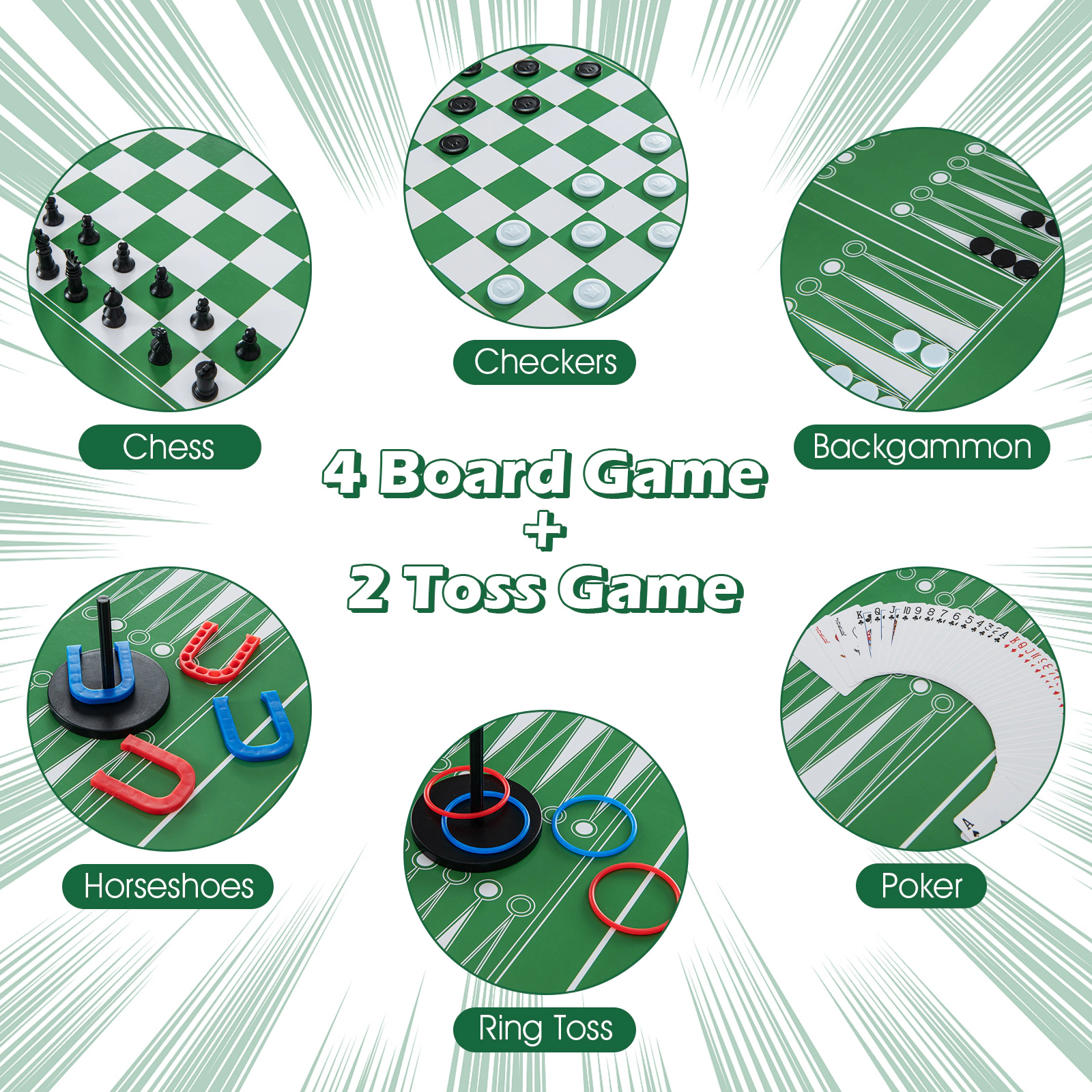 SUGIFT 12-in-1 Combo Game Table Set with Foosball Air Hockey Pool Chess Ping Pong Scoreboard and Cue Sticks