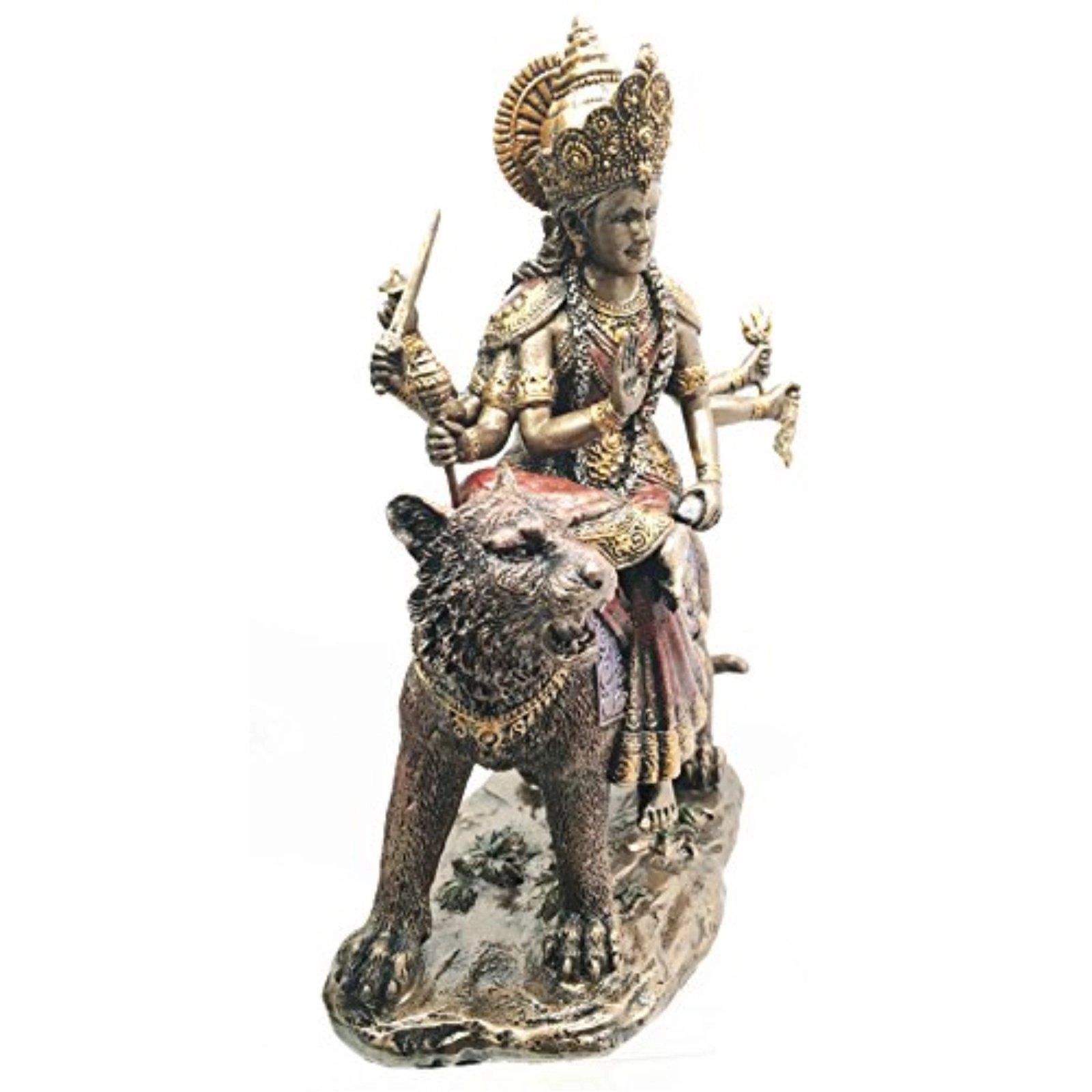 Pacific Giftware Eastern Enlightenment Durga On Tiger Statue Decorative Resin Piece 8.5 inch