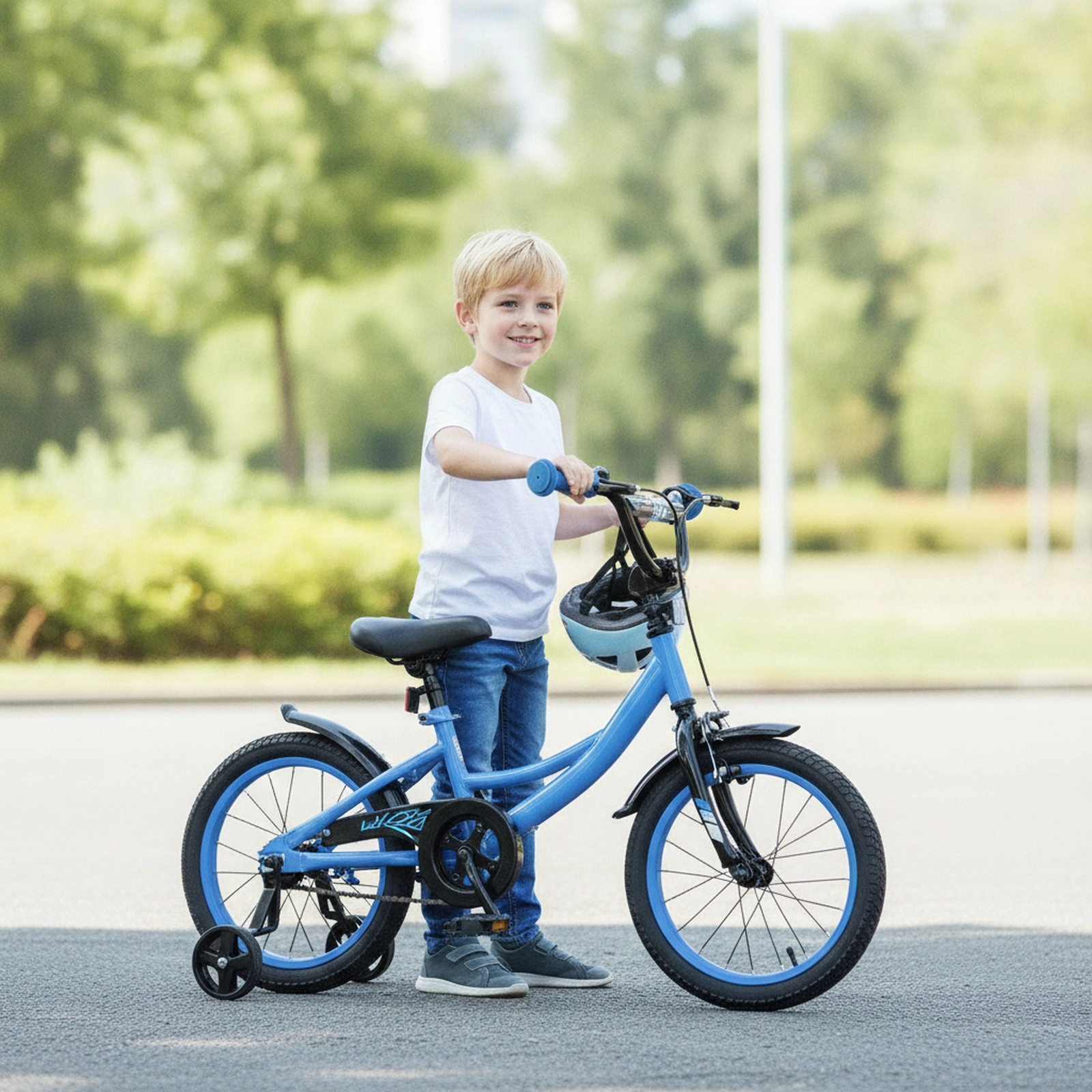 16-in Kids Bike Ages 4-7 Navy Bicycle Adjustable Seat Dual Brakes Kickstand 145-lb Seat Capacity