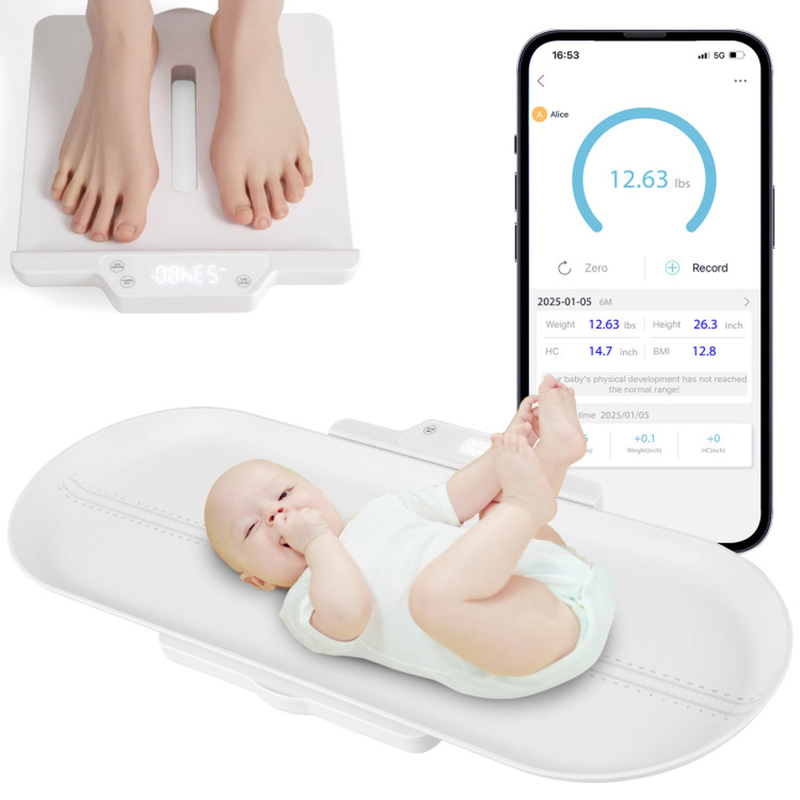 SUGIFT White Detachable Tray for Weight and Height Measurement Infant Scale
