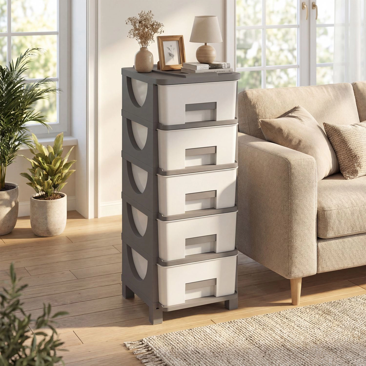 SlickBlue 5 Drawer Plastic Organizer Cabinet for Bedroom Bathroom