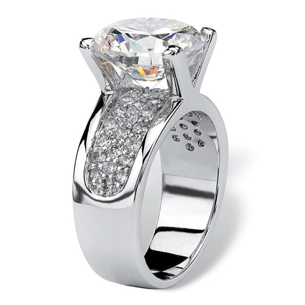 White Gold Plated White Cubic Zirconia Engagement Rings