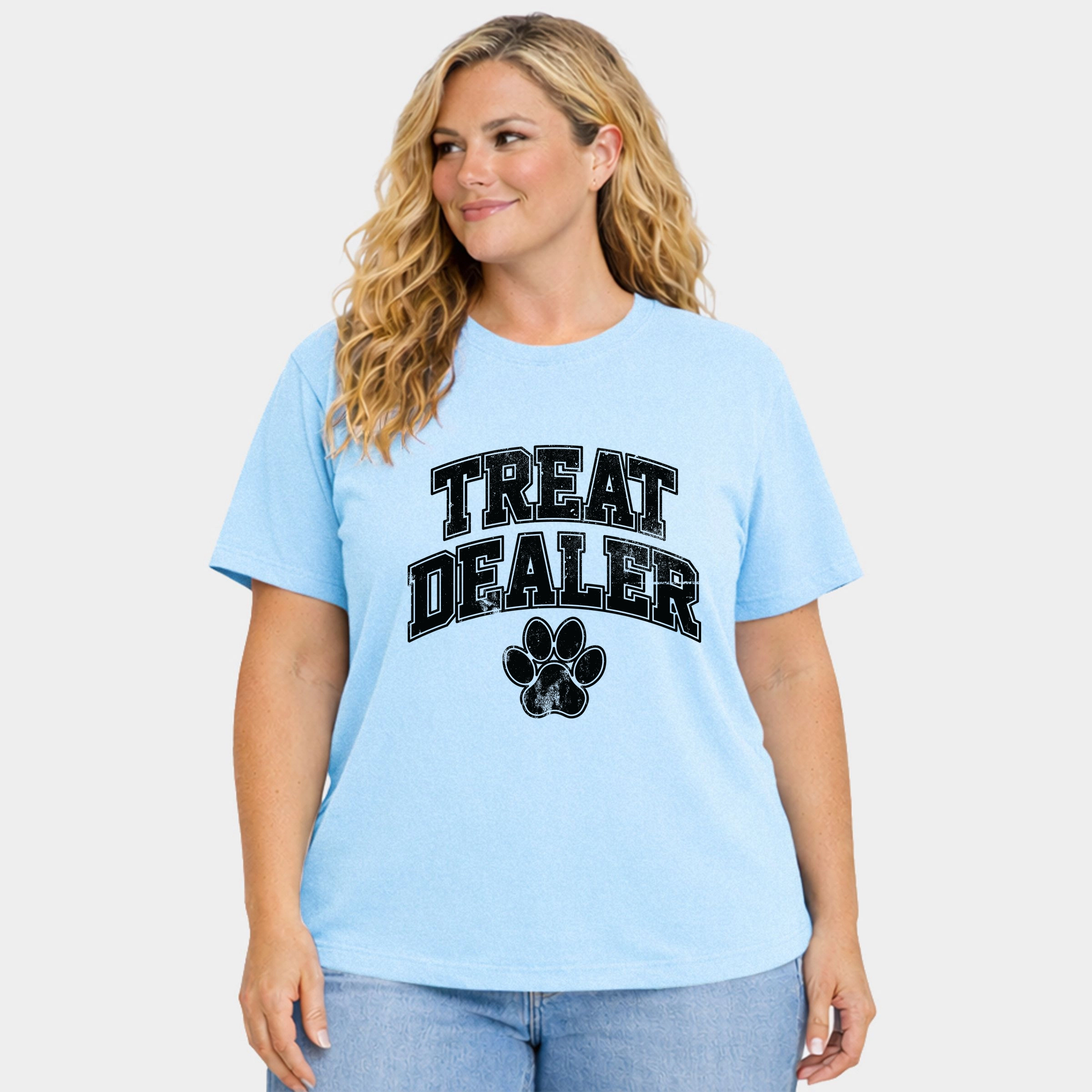 Simply Sage Market - Treat Dealer Paw Women's Plus Sized Garment Dyed Graphic T-Shirt