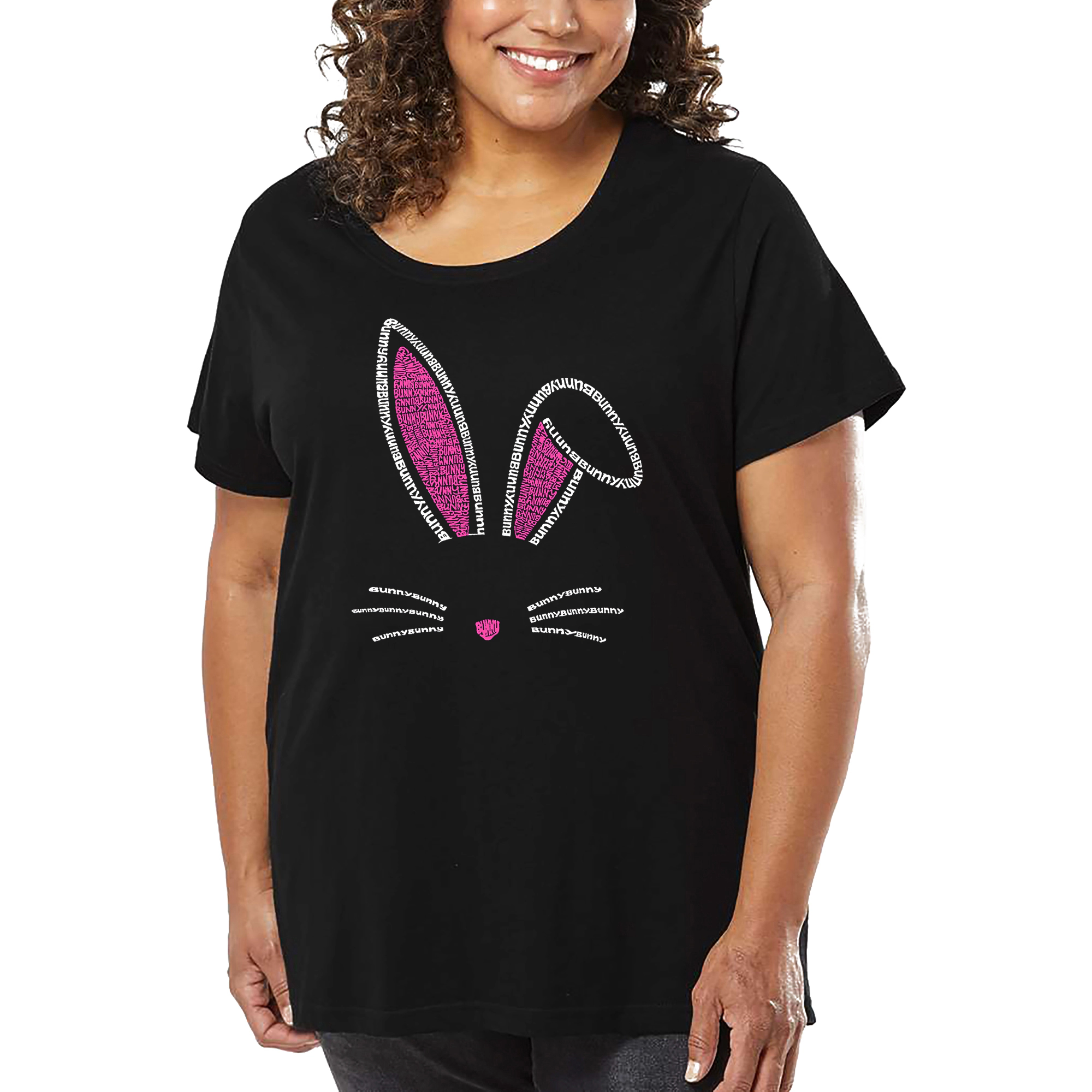 LA Pop Art Women's Plus Word T-Shirt - Bunny Ears