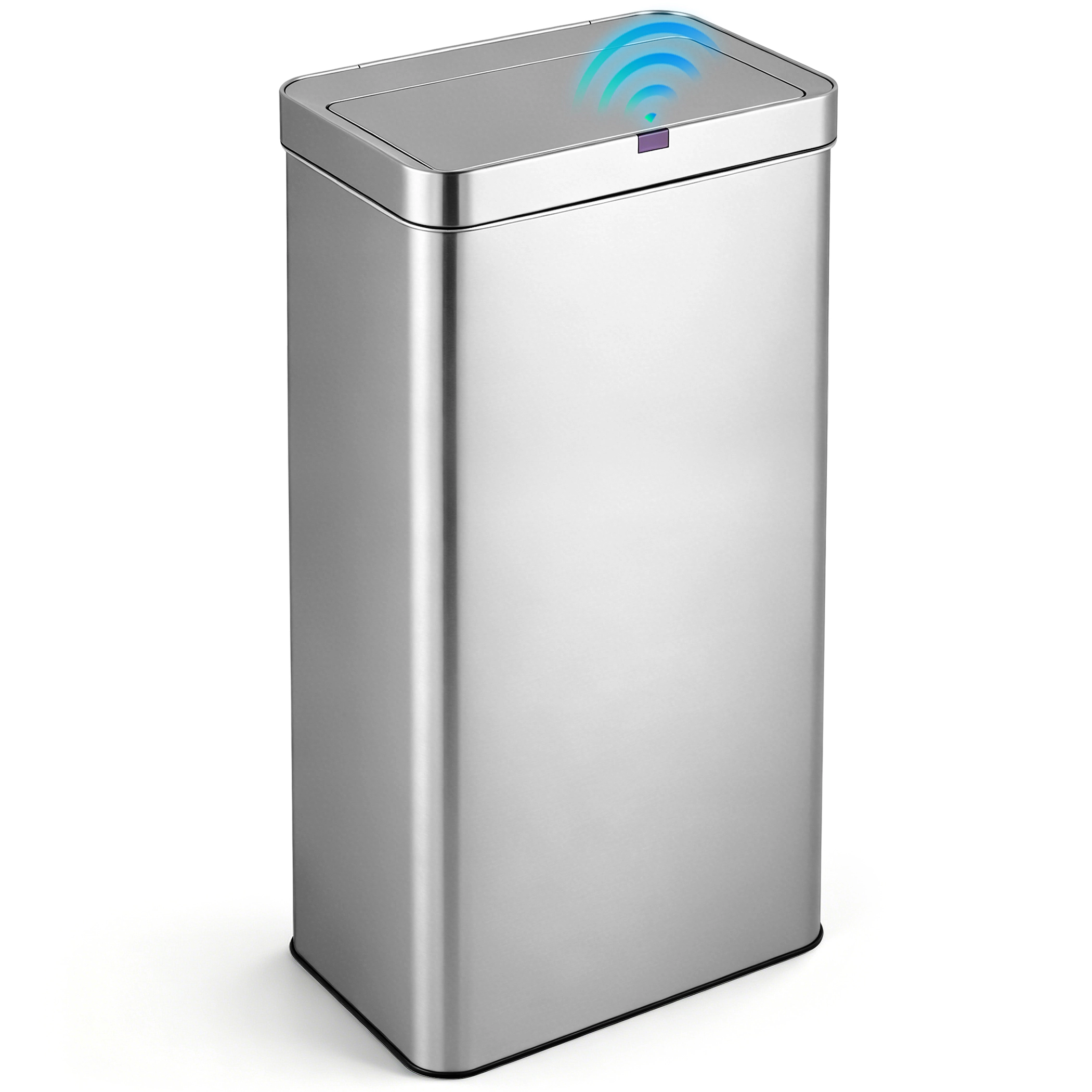 Innovaze 21 Gallon Stainless Steel Rectangular Motion Sensor Trash Can for Kitchen, Silver