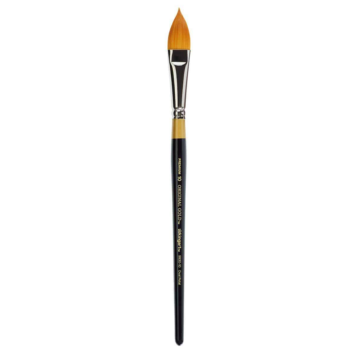 KINGART Original Gold 9930 Flora Oval Golden Taklon Brush - Floral Petal Multimedium