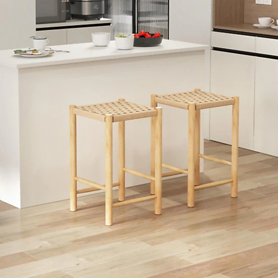Hivvago 26-Inch Dining Bar Stools with Rubber Wood Frame - Set of 2