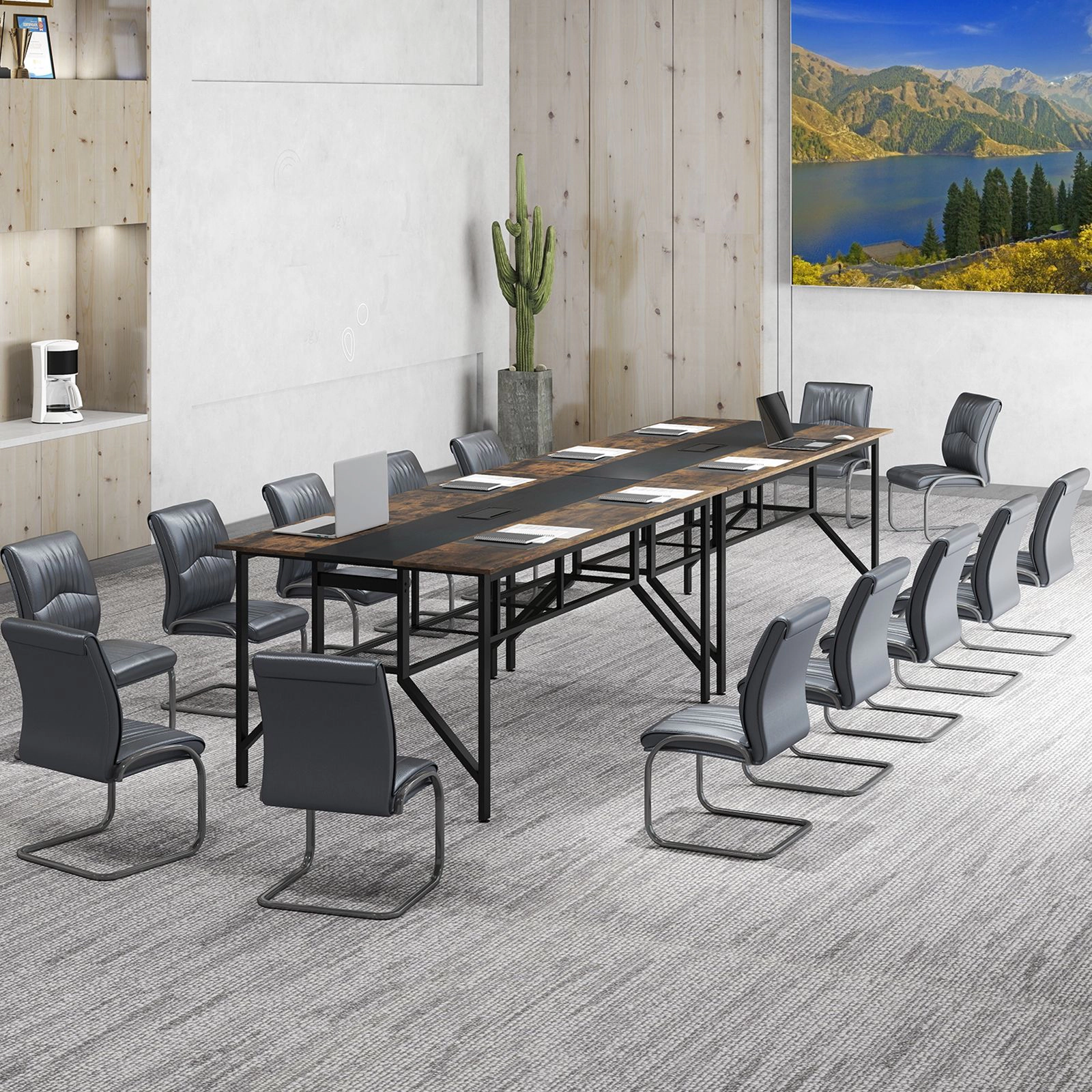 SlickBlue Large Conference Room Table for 6-8 People with Storage