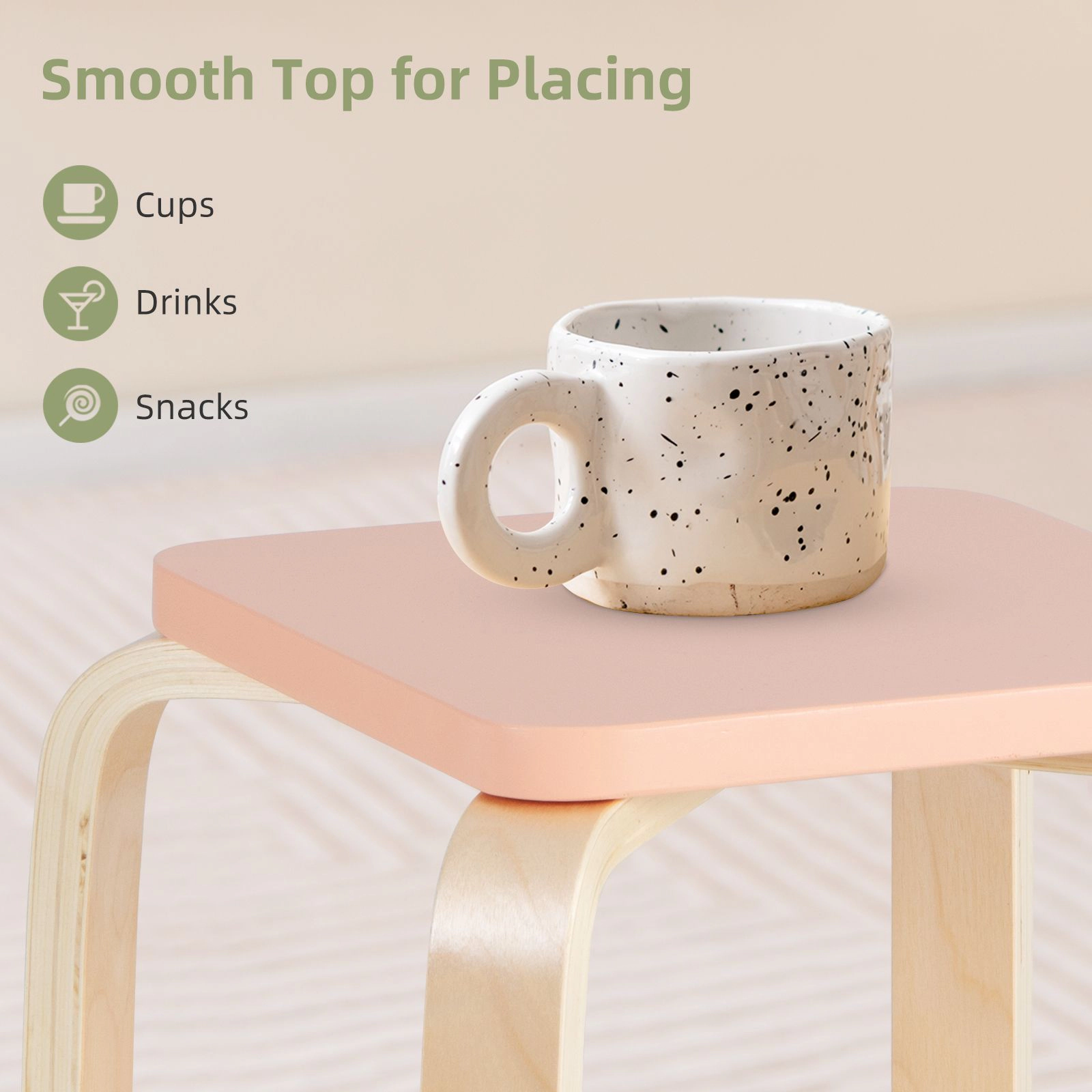 SlickBlue Unisex Set of 4 Stackable Wooden Stools