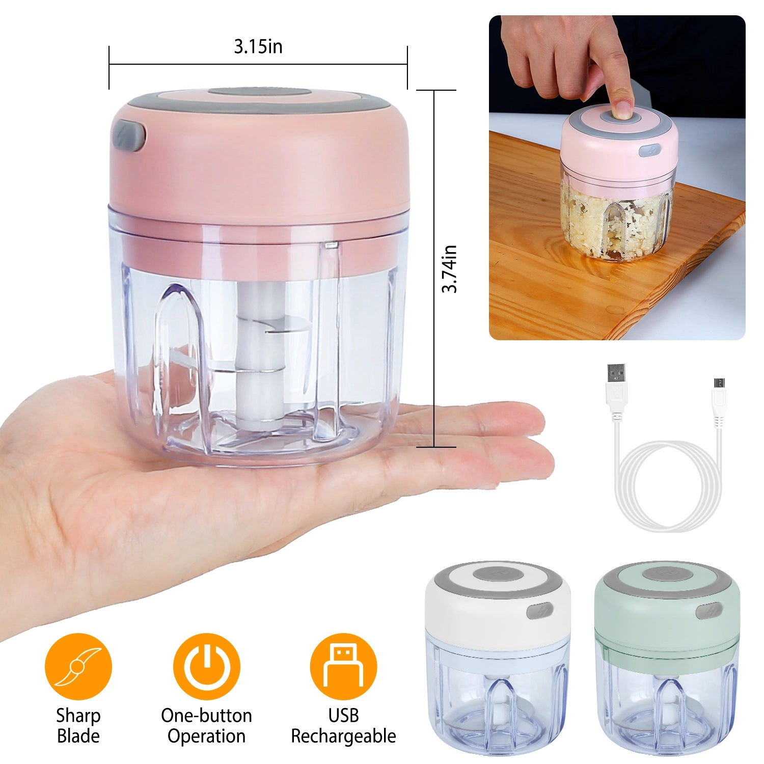 GBruno Rechargeable Electric Garlic Chopper