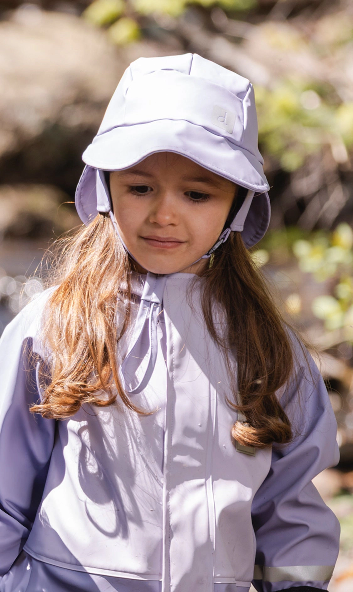 Deux par Girls Wide-Brim Rain Hat with Ear and Neck Flaps