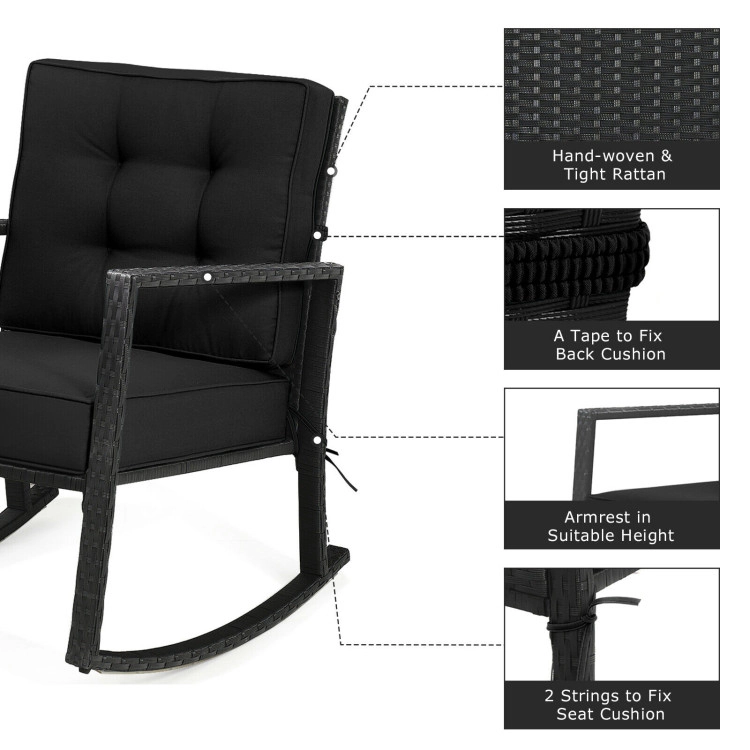 Hivvago Patio Rattan Rocker Outdoor Glider Rocking Chair Cushion Lawn