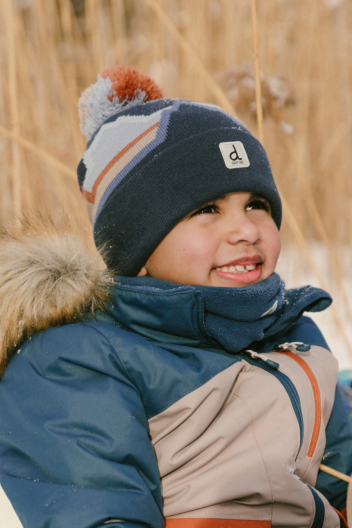 Deux par Boys Mountain Jacquard Winter Knit Hat with Pompom
