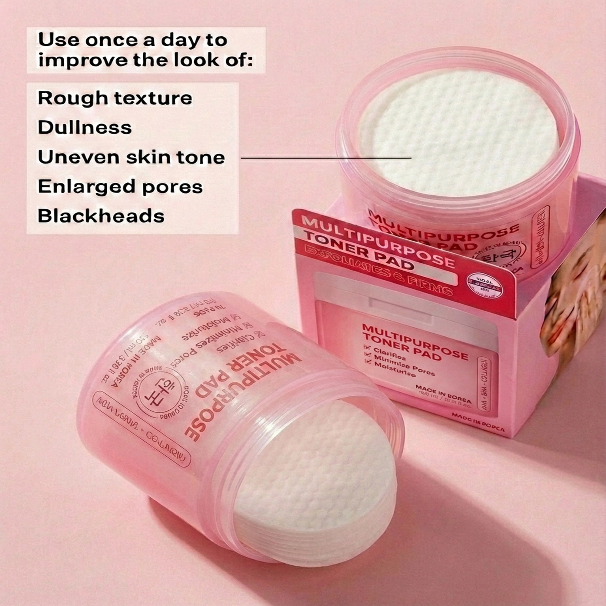 Lovery  Korean Skin Care Resurfacing Toner Pads with AHA + BHA + Vegan Collagen -  70 Pads