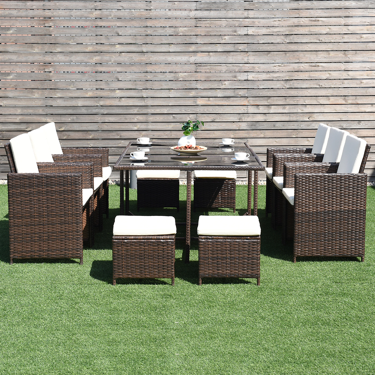 LJG 10 Pieces Outdoor Patio Dining Set