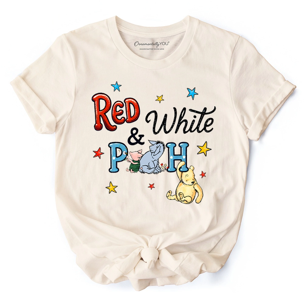 OrnamentallyYou Womens Red White & Proud" Patriotic 4th Of July Winnie-The-Pooh T-Shirt