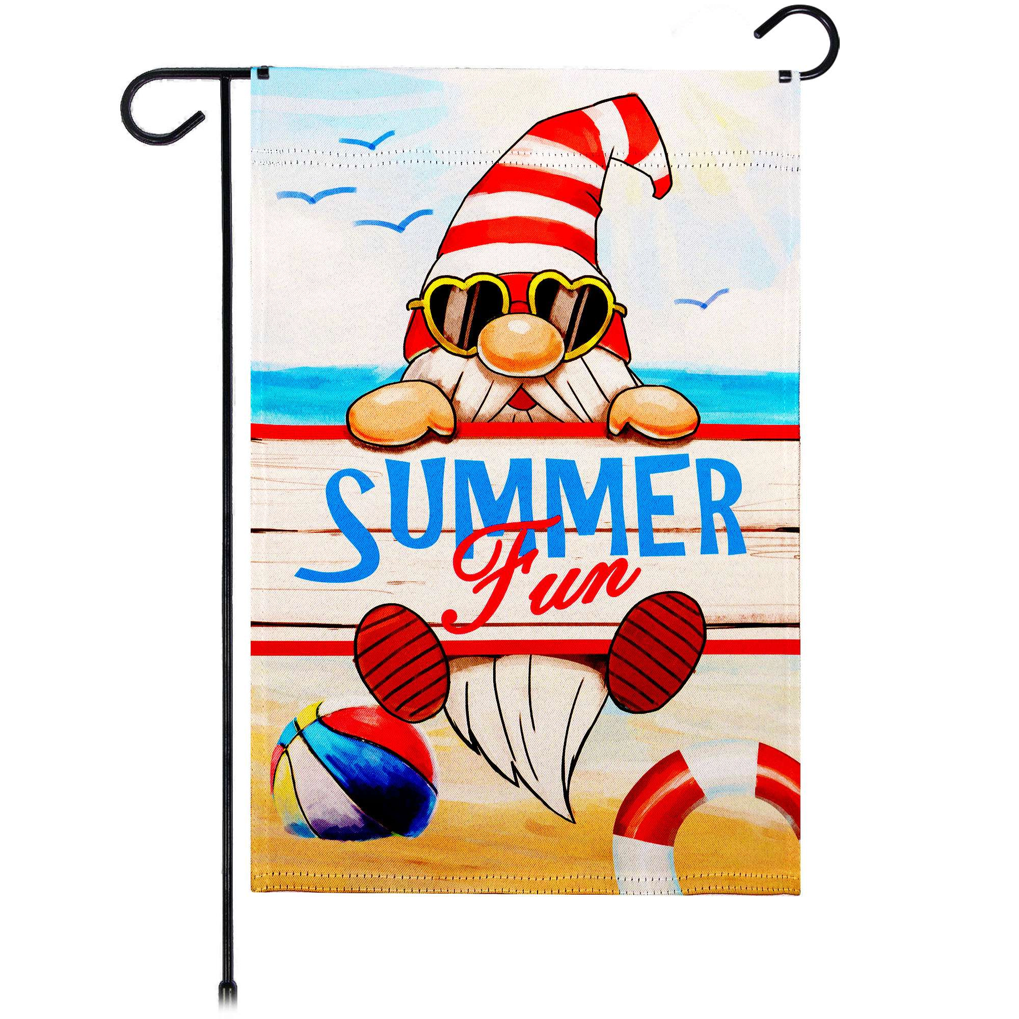 G128 Summer Gnome Garden Flag 12x18 In Double-Sided Blockout Polyester