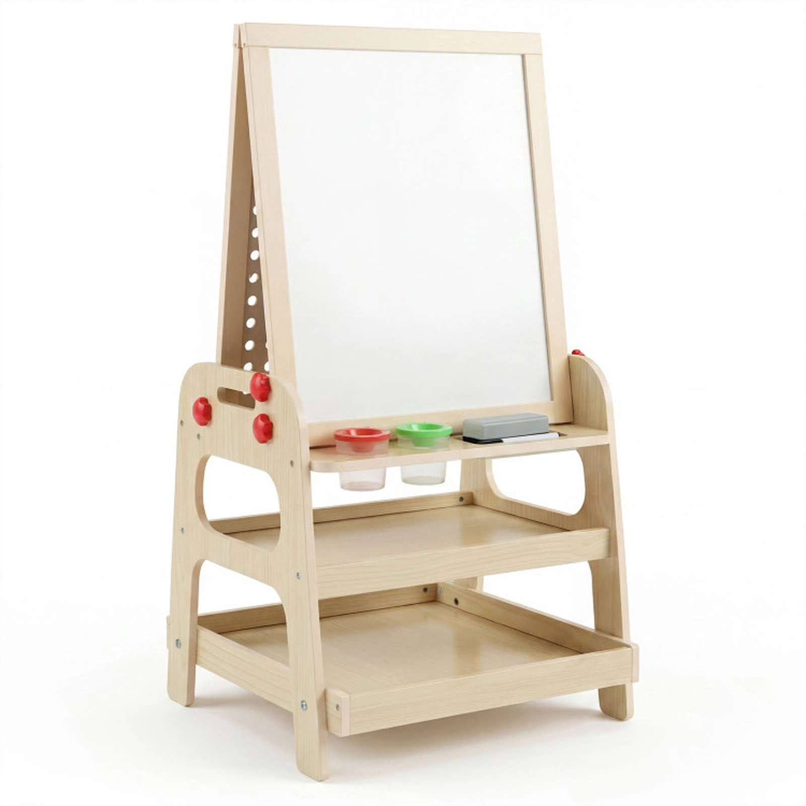 SUGIFT 2-in-1 Kids Art Easel with Magnetic Whiteboard and Marble Run Game 44-lb Capacity Ages 3+ 36-in Tall Natural
