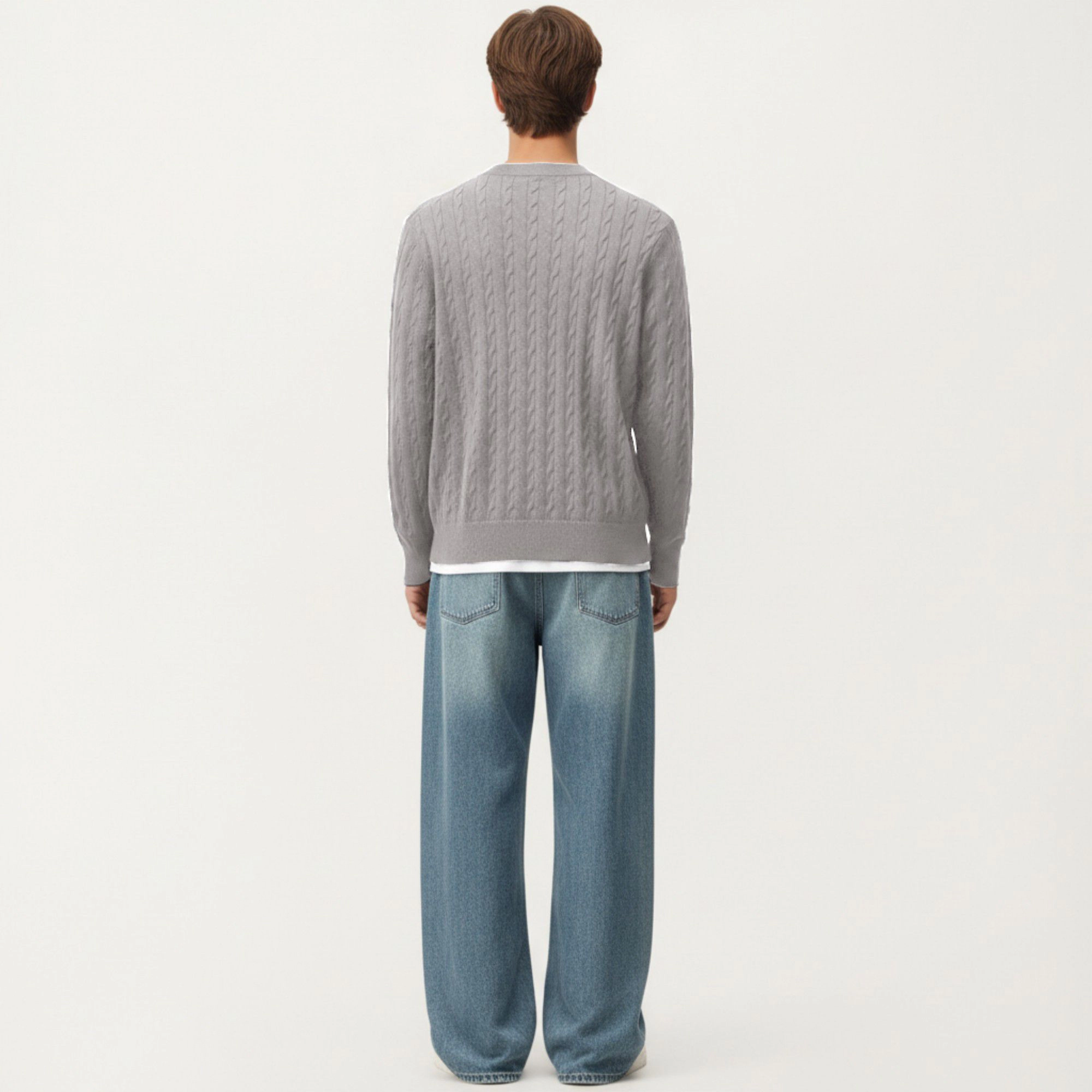 Anna-Kaci Men's Long Sleeve Cable Knit Henley Sweater with Button Placket and Ribbed Trim