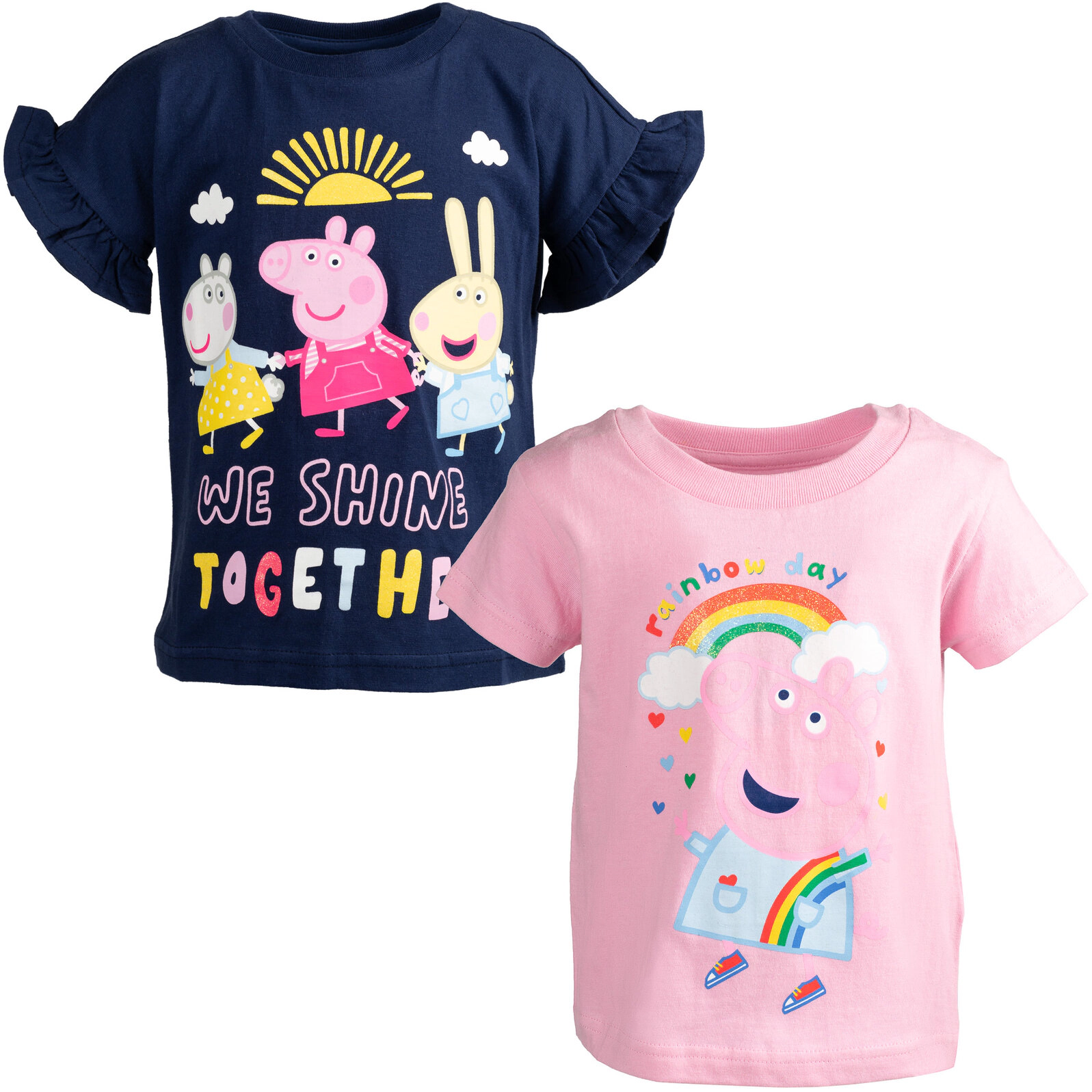 Peppa Pig Girls' Glitter 2-Pack T-Shirts
