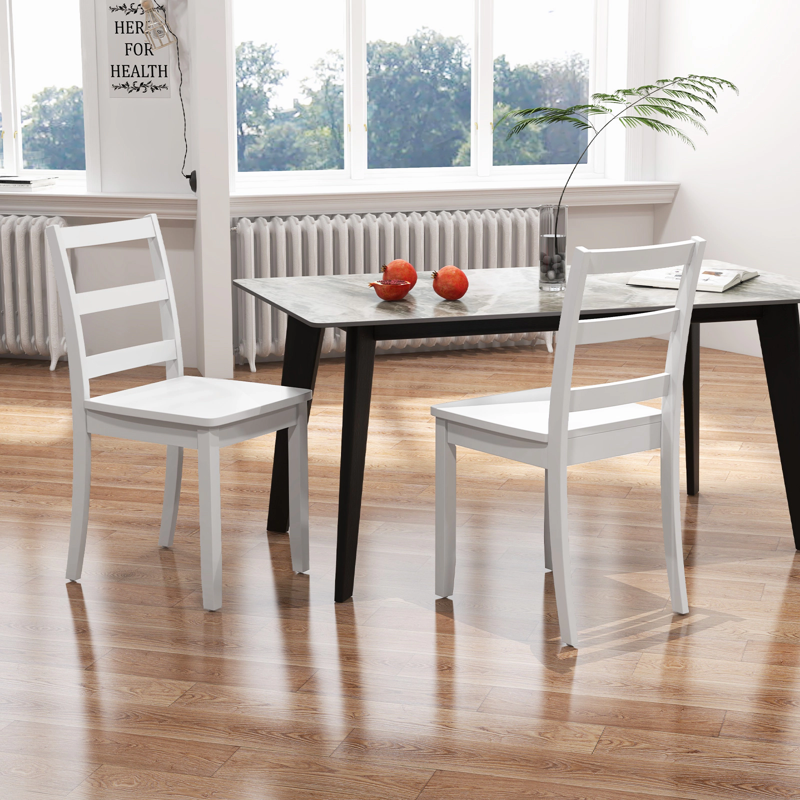 LJG Set of Wood Dining Chairs with Solid Rubber Wood Legs