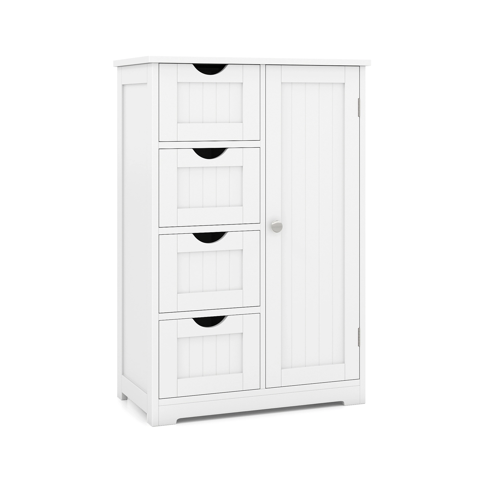 SUGIFT White 143-lb Capacity 4-Drawer Freestanding Wood Storage Cabinet with Side Door and Anti-Tip Kits