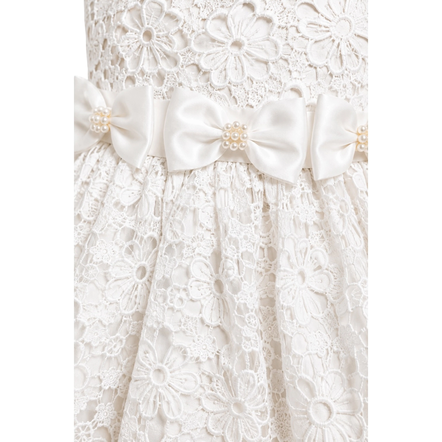 Laurenza's Baby Girls Lace Sleeveless Christening Gown with Bonnet