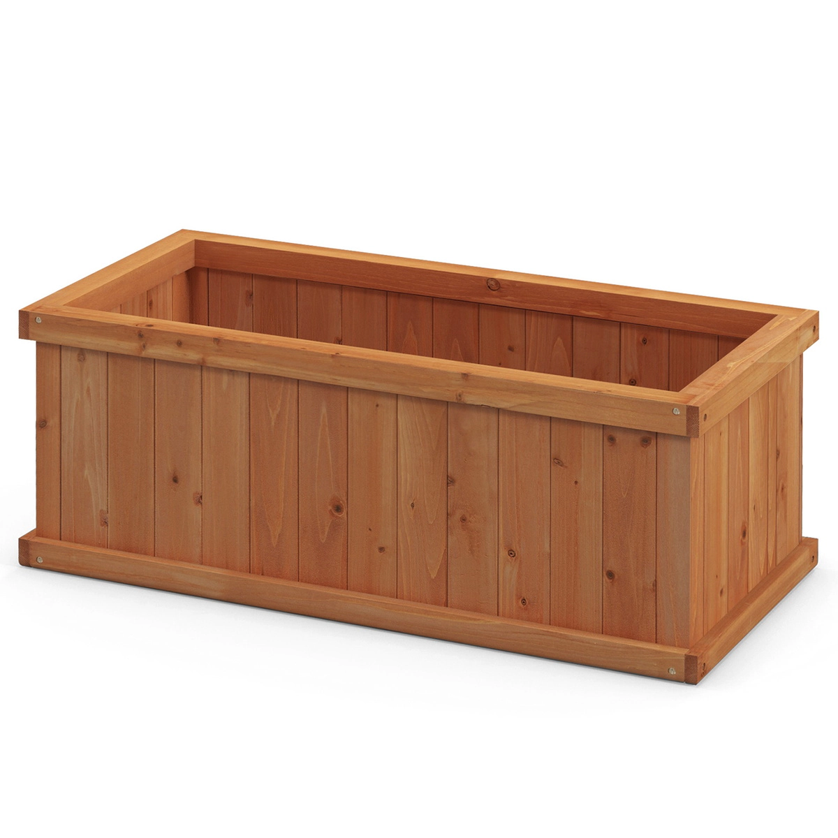 SUGIFT Orange Wood Raised Garden Bed with 4 Drainage Holes and Detachable Bottom Panels 31-in W 14-in D 12-in H
