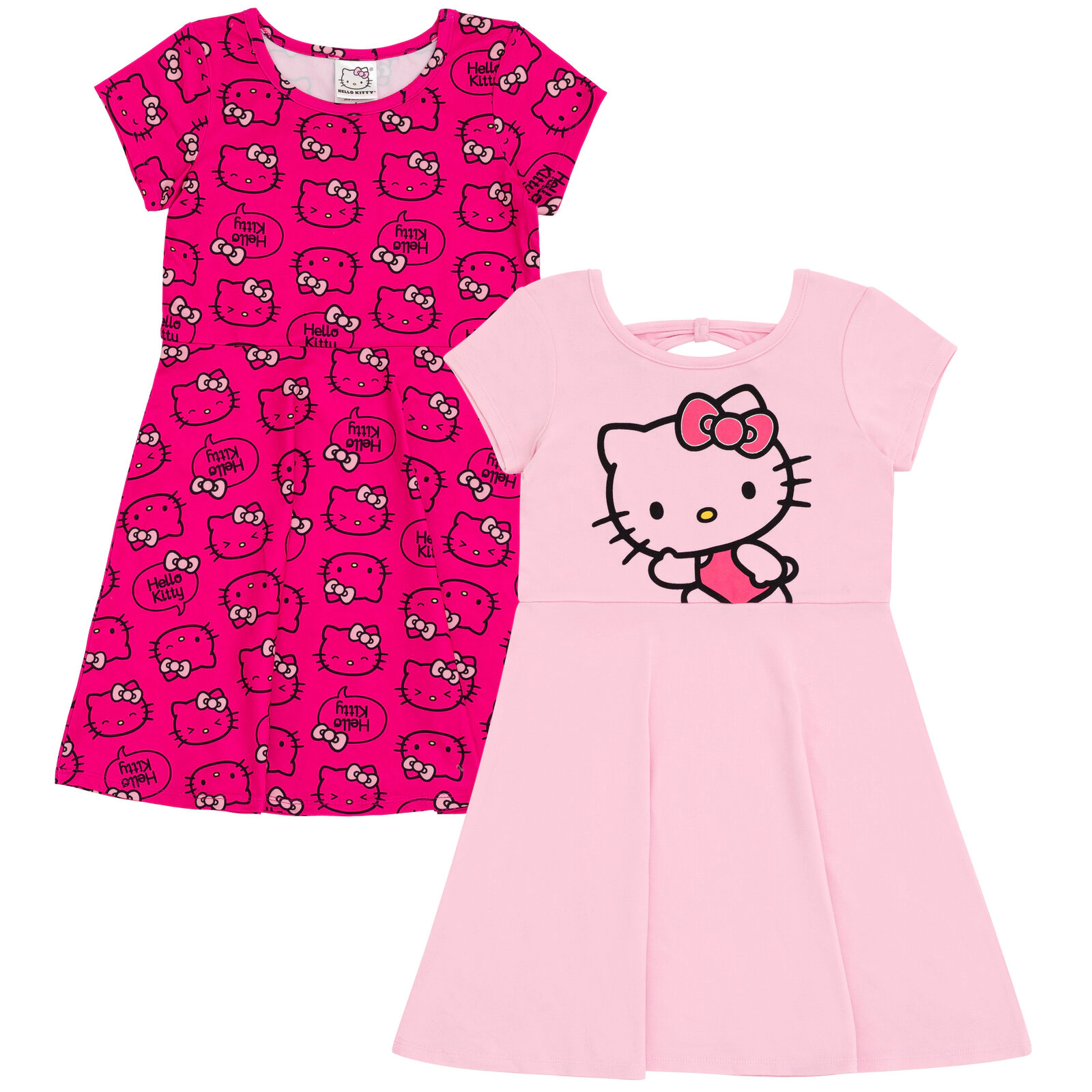 Hello Kitty Girls' 2-Pack Short Sleeve Skater Dresses