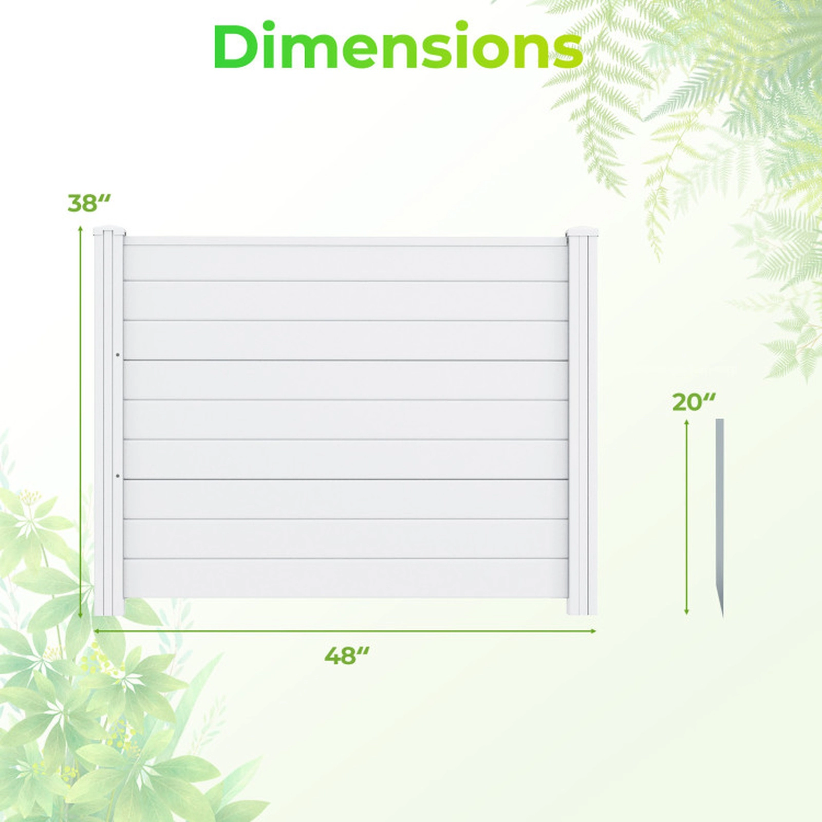 SUGIFT White No Dig Air Conditioner Fence with 3 Panels and 4 Galvanized Ground Stakes 48-in W 38-in H