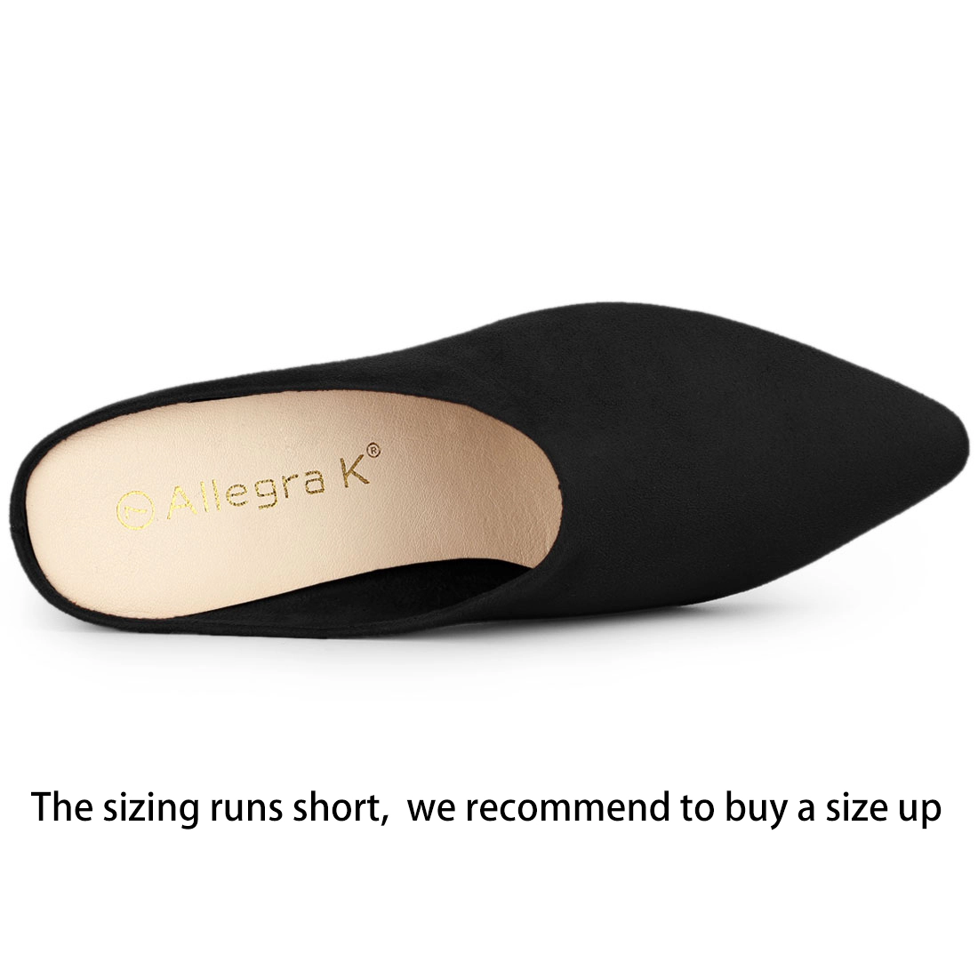 BLISSFUL STEP Women's Pointed Toe Slip-on Block Heel Slide Mules