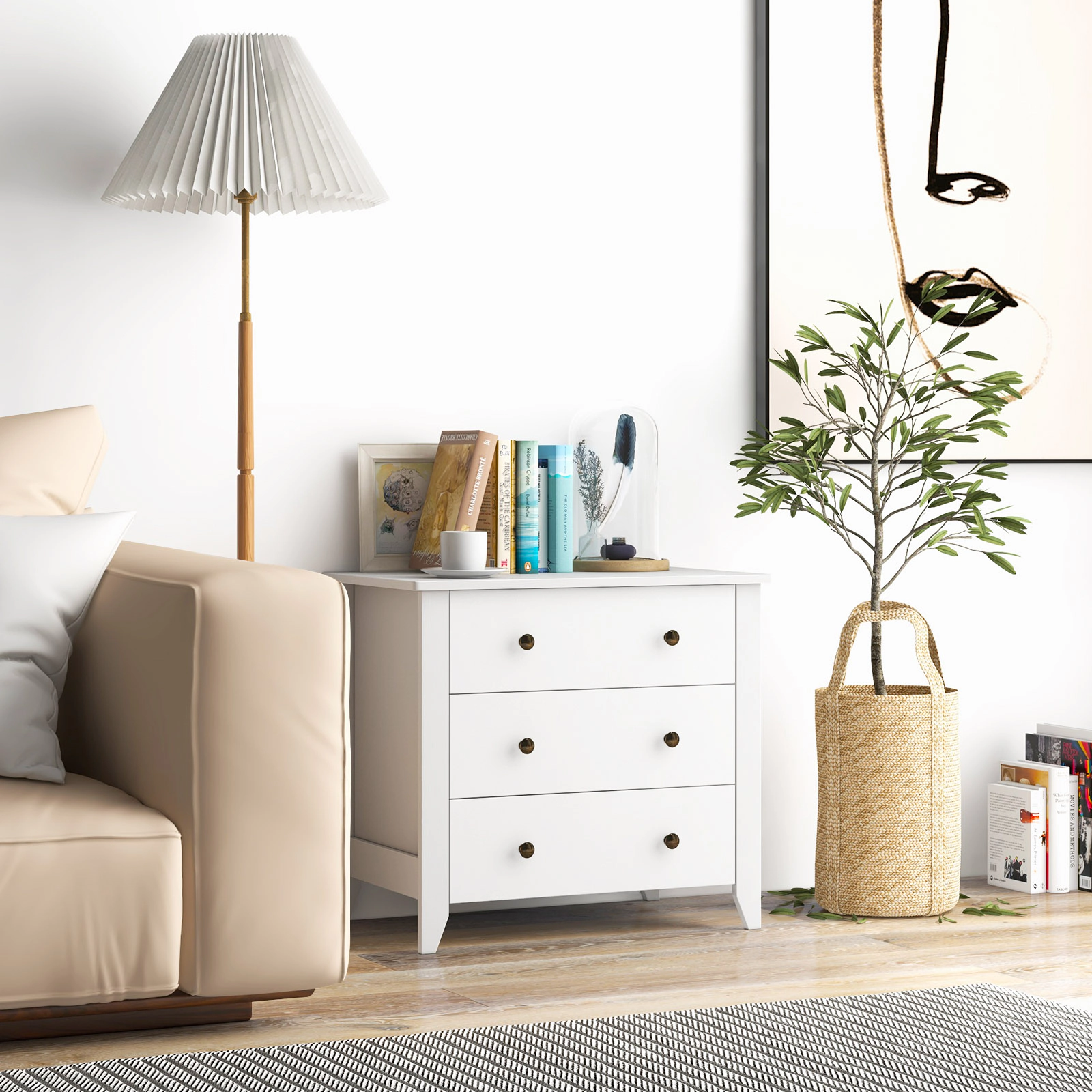 LJG 3 Drawer Dresser Chest of Drawers Bedside Table