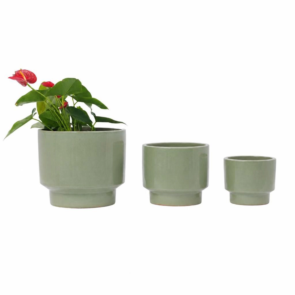 WOW PIONEER Large Round Ceramic Garden Planter for Flowers Herbs Shrubs Small Trees Indoor Outdoor Decor