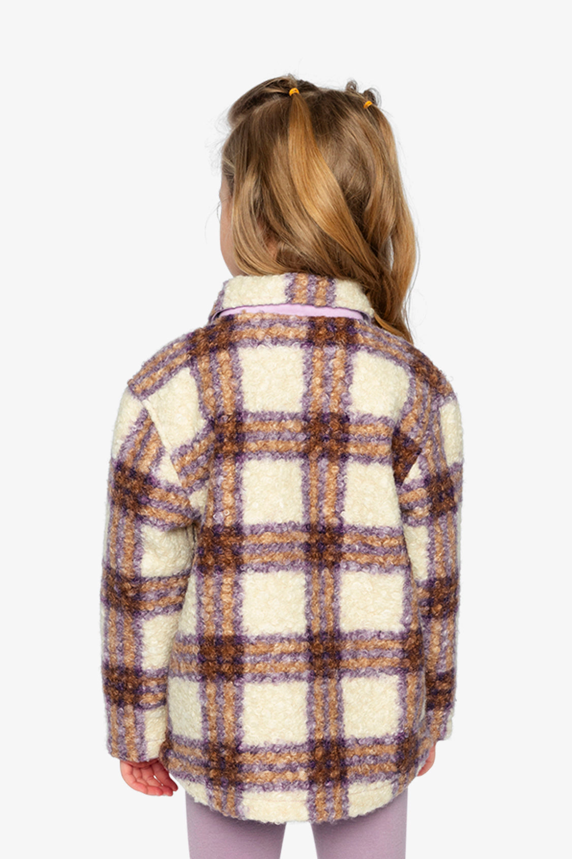 Deux par Girls Plaid Zipped Sherpa Overshirt with Chest Pockets
