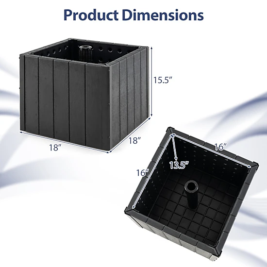 Hivvago 2-In-1 Outdoor Umbrella Base Planter Patio Umbrella Stand With Flower Box